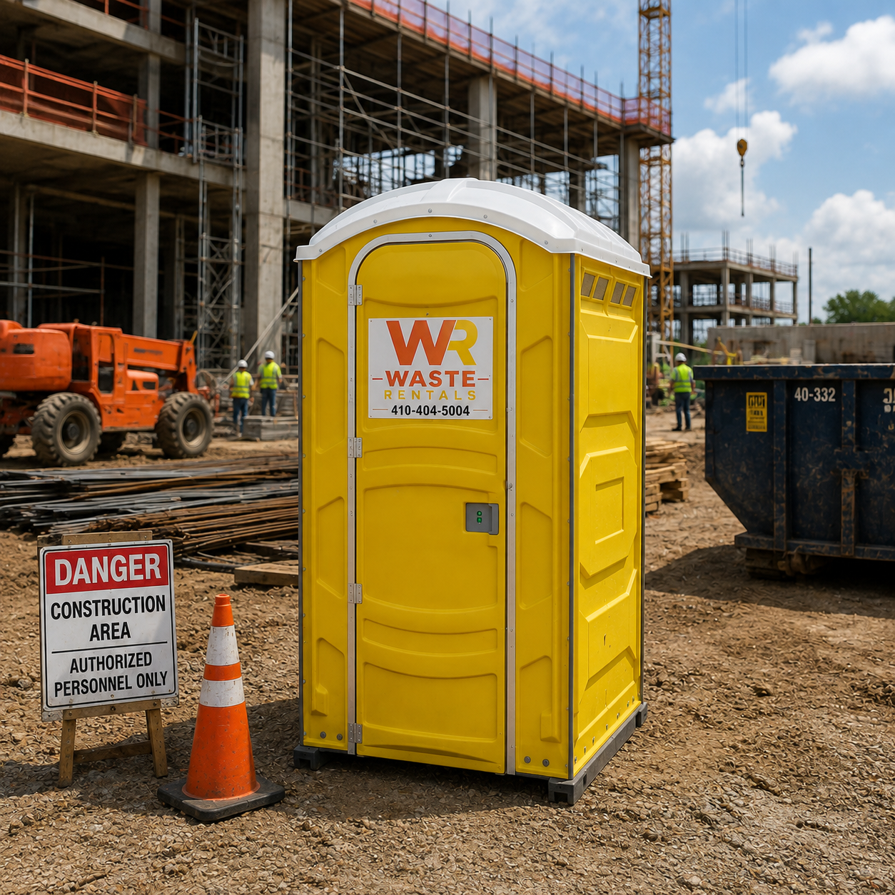 Portable restroom rental on a Maryland construction site