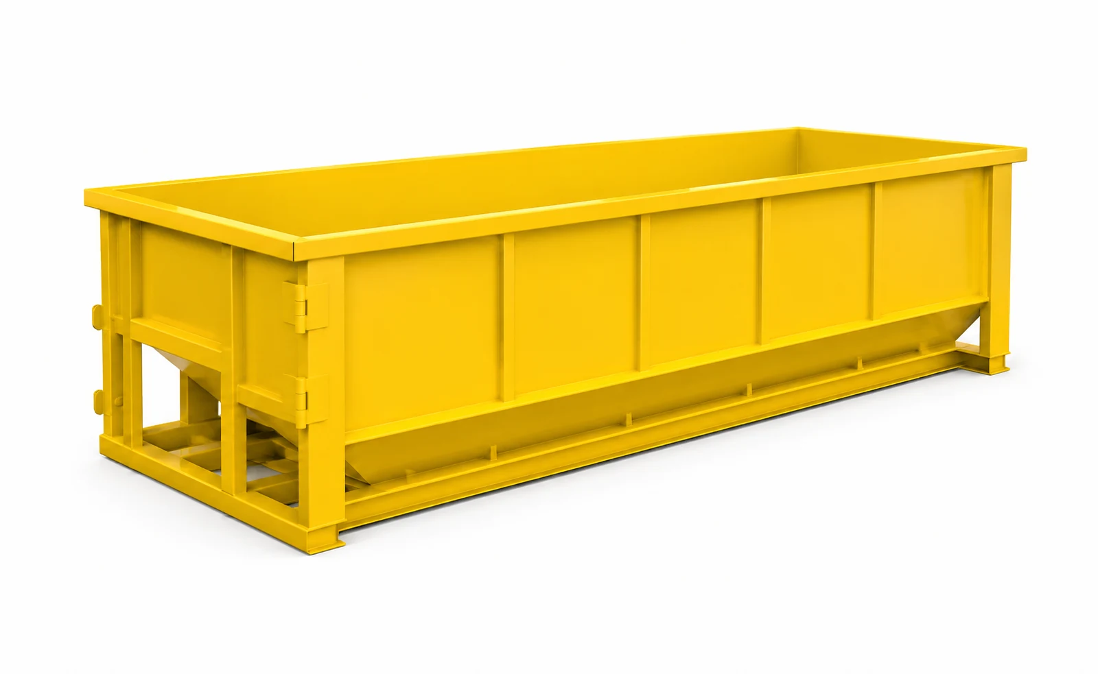 Yellow 15 yard roll-off dumpster, example rendering