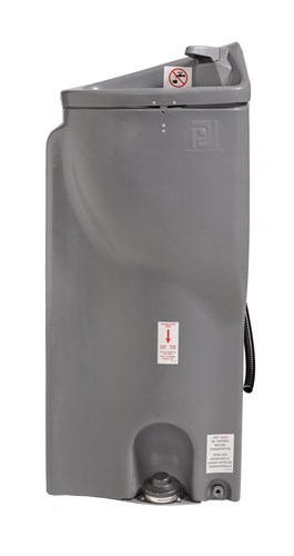 Standard portable restroom with a built-in sink